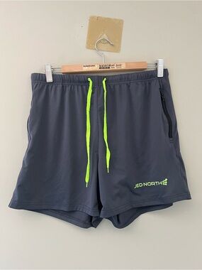 Jed North Men’s Gray Athletic Training Shorts Neon Green Size Large